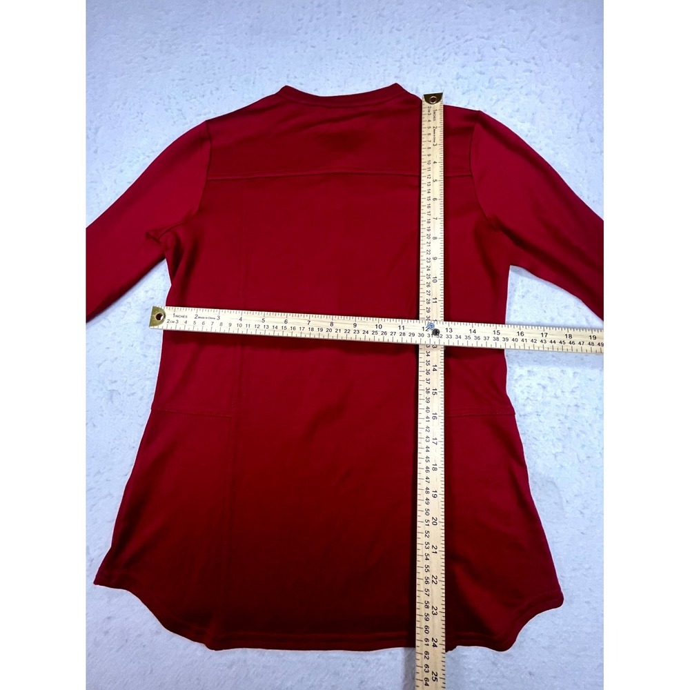 Pendleton Henley Top Womens XS Red Merino Wool Long Sleeve Curved Hem Sweater - Picture 7 of 9